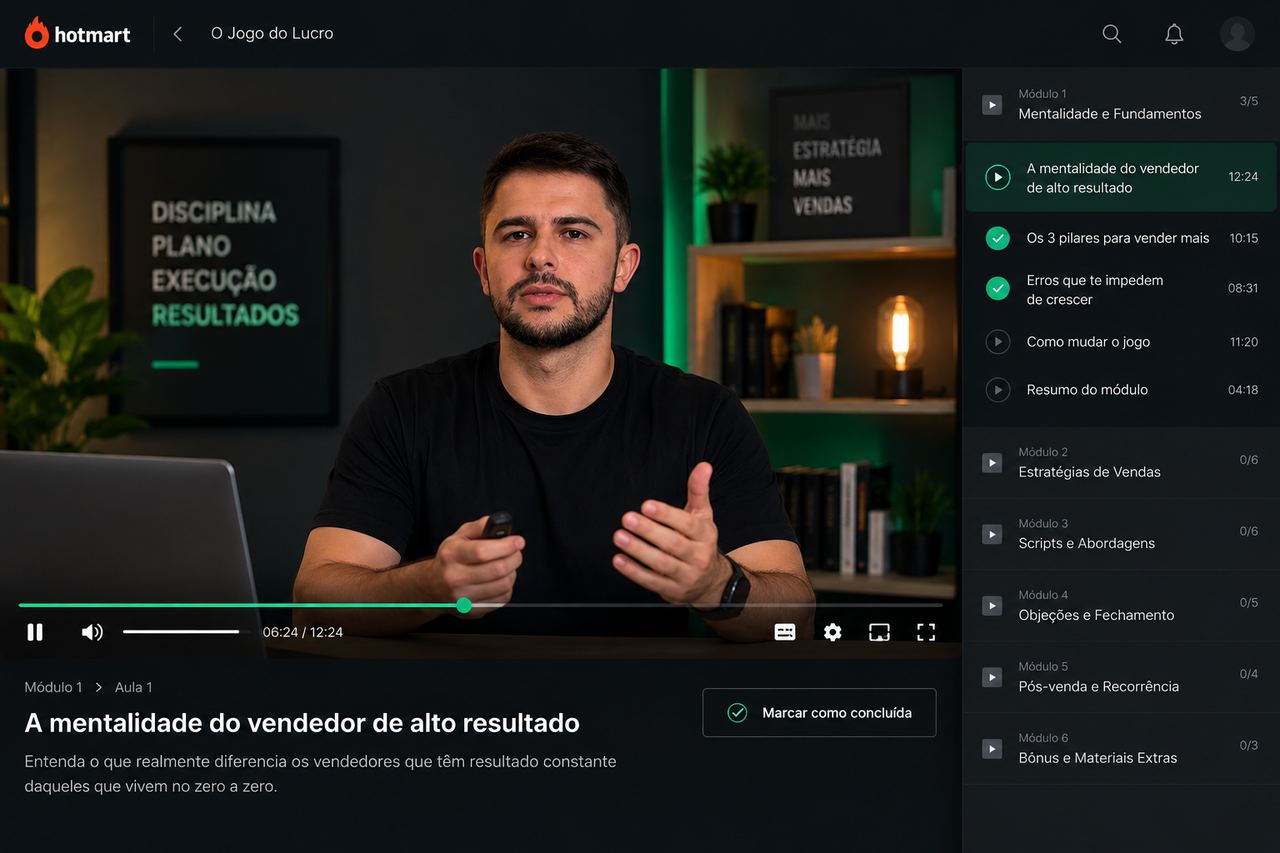 Área de membros do Protocolo com as aulas